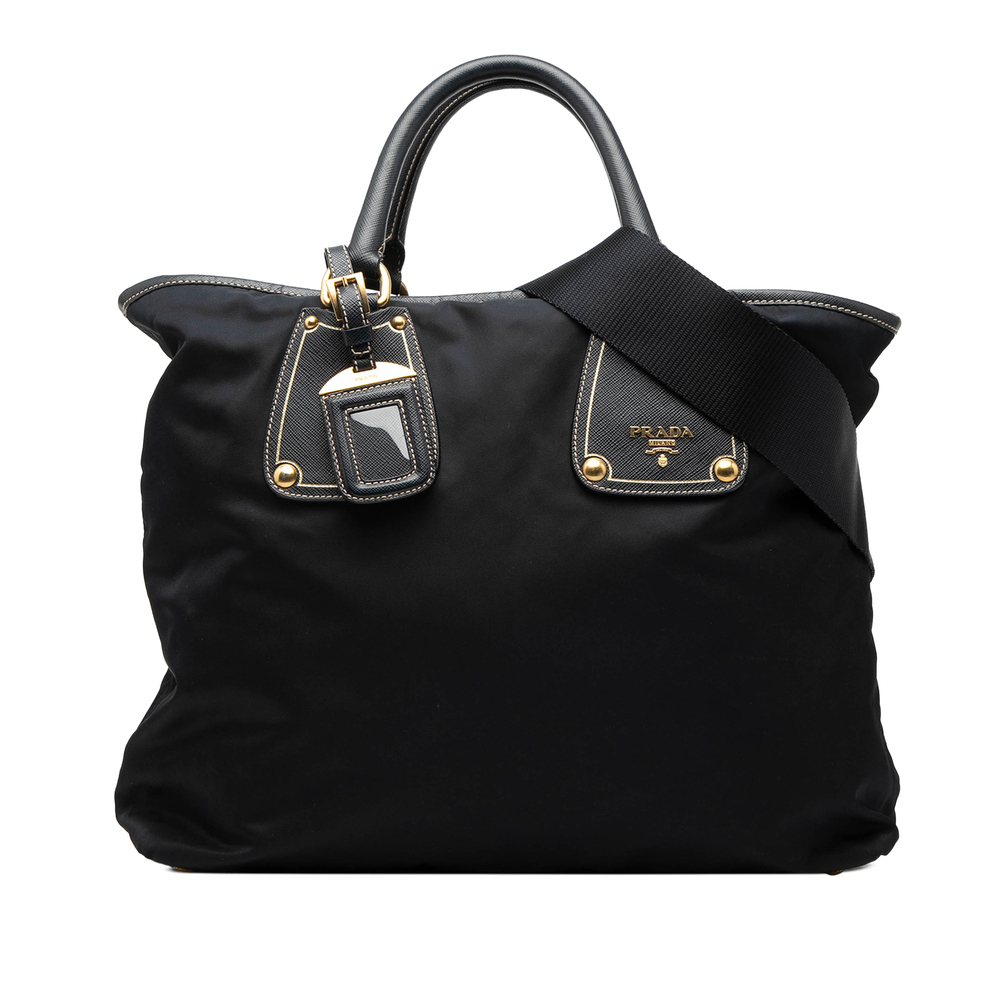 Pre-Loved Prada Saffiano Trimmed Tessuto Satchel